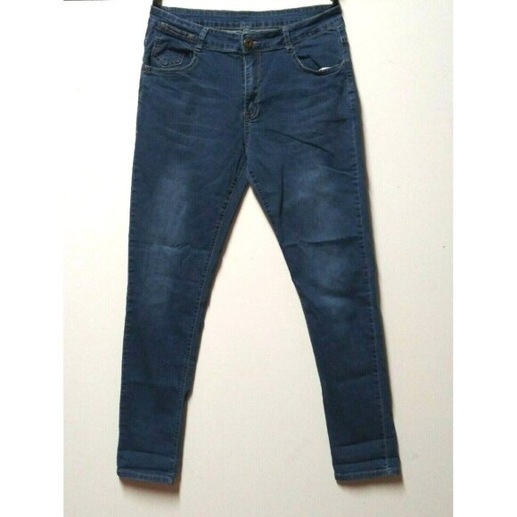 Vintage Skinny Jeans Womens 33W 30 inseam Boho stretch mid rise, medium wash EUC - Picture 1 of 8